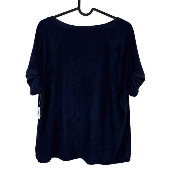 NWT GAP Reverse Terry Blue V-neck Top in Navy Uniform Size Medium Short Sleeves - Picture 2 of 6